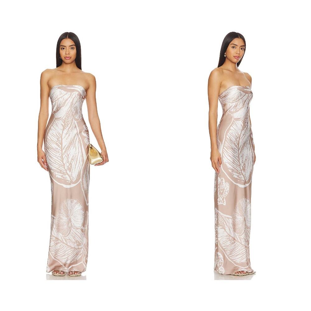 ROCOCO SAND Maxi Dress in Light Brown & White
